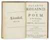 MILTON, JOHN. Paradise Regain''d . . . to which is added, Samson Agonistes. 1671